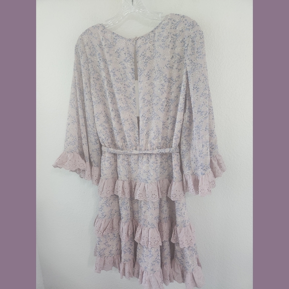 Indikah by Angel Biba NWT Tiered Ruffle Boho Mini Dress Medium - Picture 3 of 10